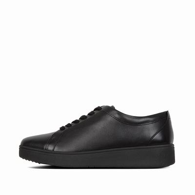 Fitflop Women's RALLY Leather Sneakers - Black, NM6435081